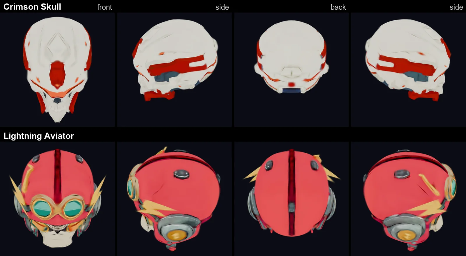 Turntables of two demo bosses rendered from their trained splat clouds